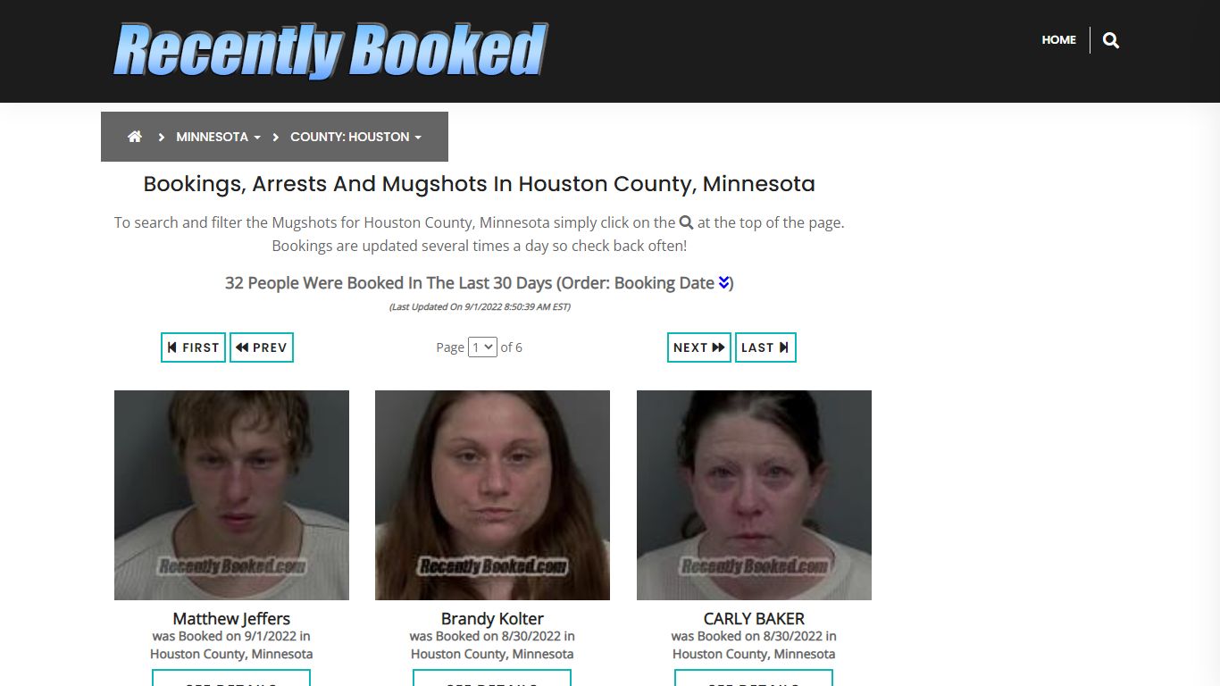 Recent bookings, Arrests, Mugshots in Houston County, Minnesota
